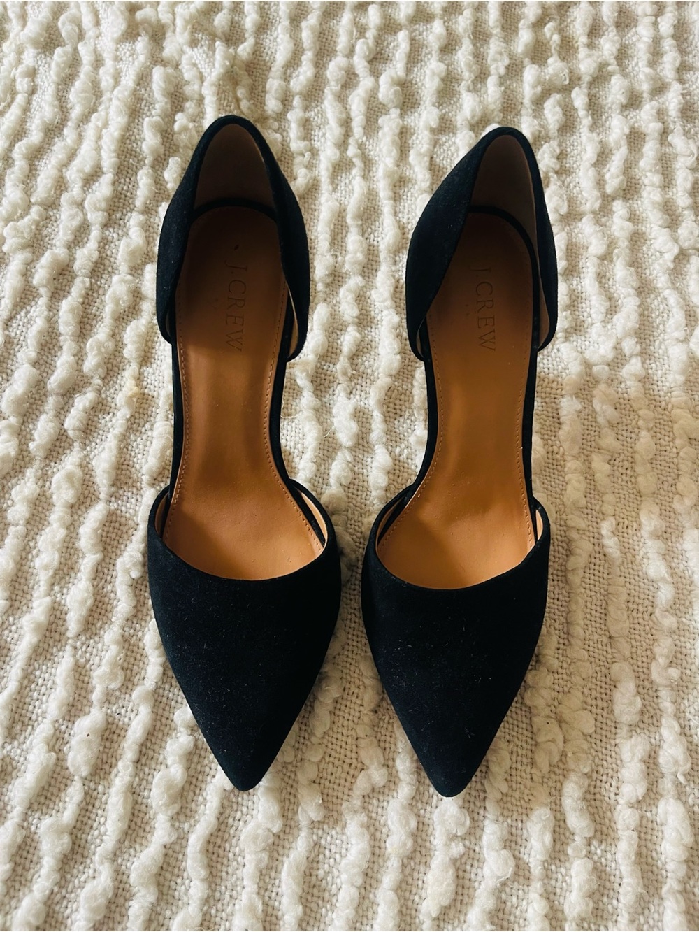 J. Crew Black Pointed D'Orsay Suede Pumps